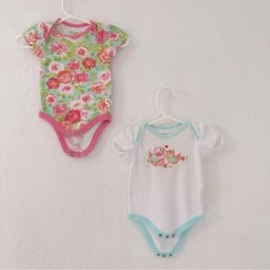 Floral & bird print onesie bundle